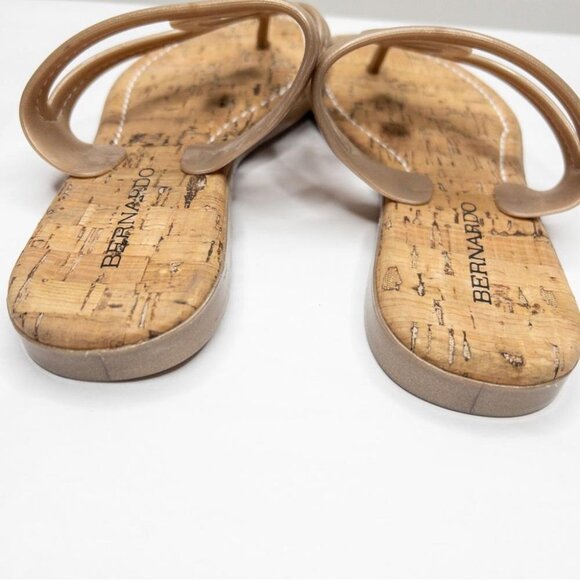 Bernardo Womens Gold Jelly Thong Sandals Size 7 NEW Cork Flip Flop Summer Slide - Picture 5 of 8